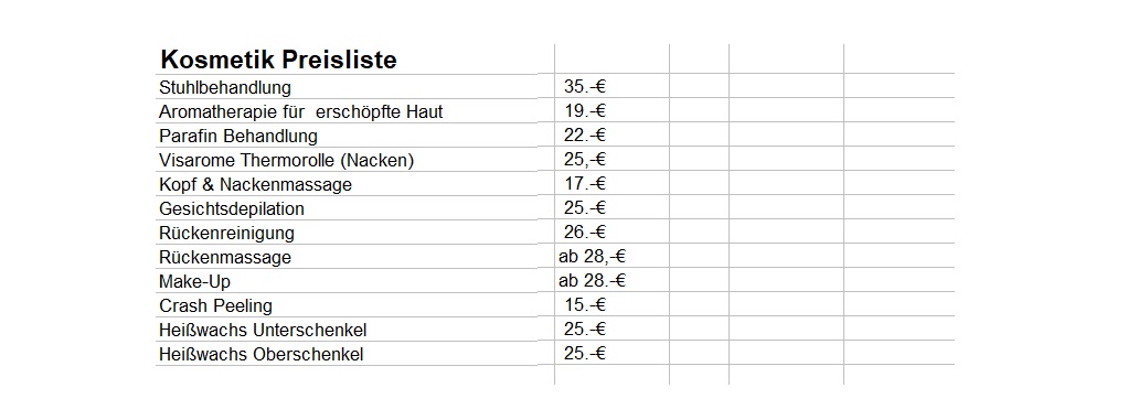 kosmetik preis liste